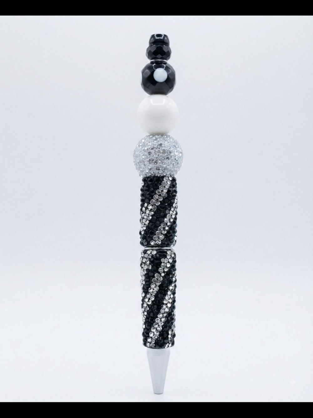 Beaded Pens  Black/ Silver